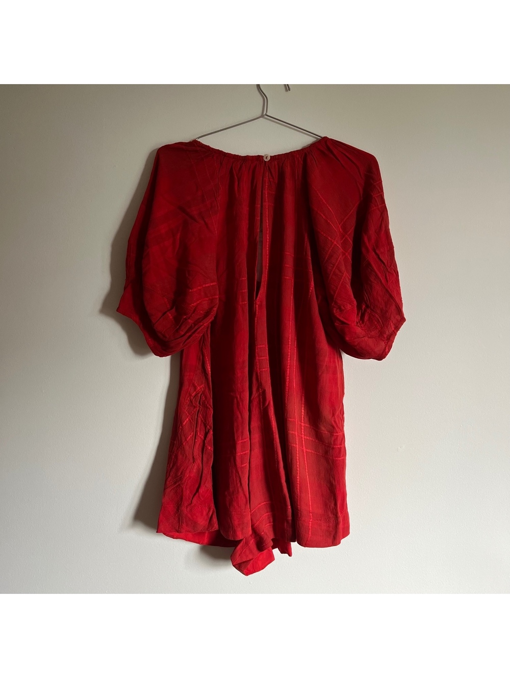 Red Bop Around Romper Free People Short Sleeve Romper with Drawstring Neckline X - Picture 3 of 4